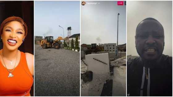 You messed with the wrong woman: Tonto Dikeh gloats as ex-lover, Kpokpogri laments over his house demolition
