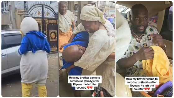 10 years after, Nigerian man returns from abroad to surprise family in a tearful emotional video