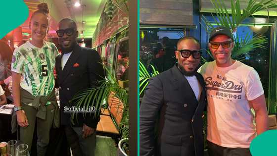 WAFCON star Ashleigh Plumptre ecstatic after meeting her idol Okocha, introduces him to dad