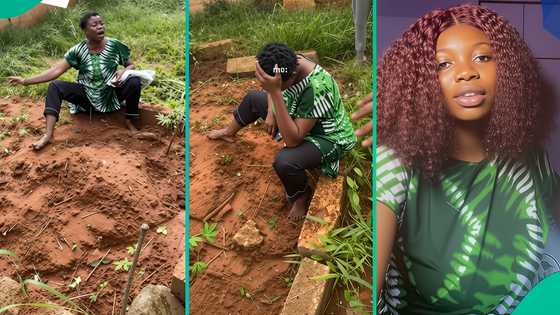 Pregnant widow visits husband’s grave, weeps about her struggles in video: “Dem say na me kill you”