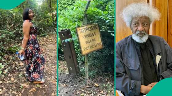 Lady visits Wole Soyinka's forest house in Abeokuta, shows weird signposts she saw there