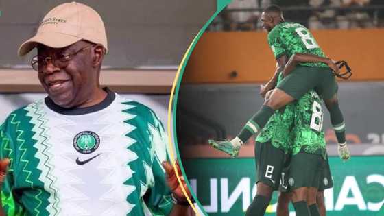 AFCON 2023: Tinubu watches Nigeria vs Cameroon match, celebrates Super Eagles win, video trends