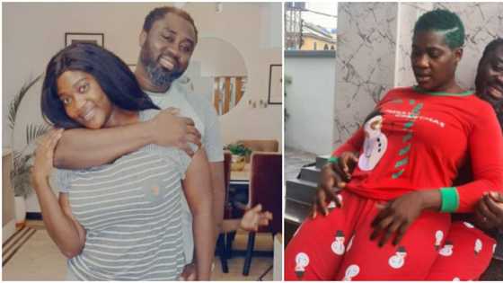 My property with figure 8 and flat tummy, Mercy Johnson's husband says as he flaunts actress on social media