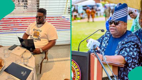 Davido's brother Adewale blasts troll who berated his uncle Gov Ademola: "God will surely punish u"