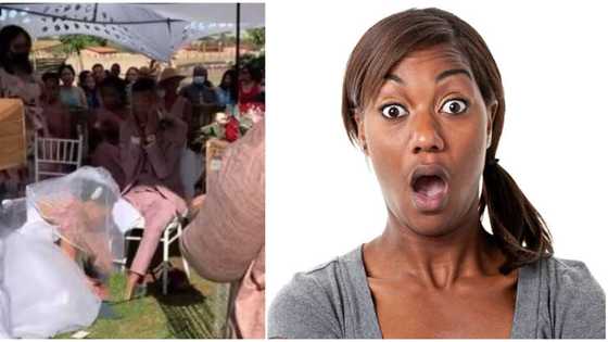 He go still cheat; Reactions as groom burst into tears as bride in her gown washes his feet at their wedding