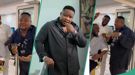 "A day of Joy": Cubana Chiefpriest hangs out with JJ Okocha, Yobo after court case, clip trends