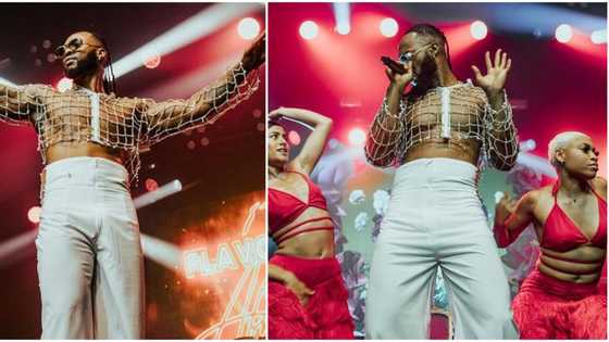 Mixed reactions trail singer Flavour’s outfit to London concert: "When you no longer wanna be in the closet"