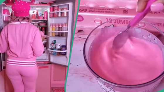 "It's giving madness vibe": Lady dresses, makes food and decorates home in pink, netizens react