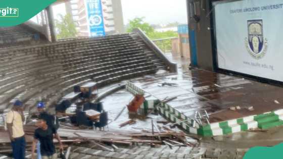 BREAKING: Violent rainstorm destroys OAU lecture theatre during class, students injured