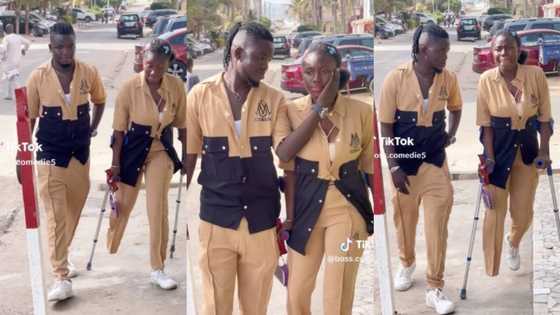 "For better or worse:" Man takes amputated girlfriend out as they rock matching outfits, video melts hearts