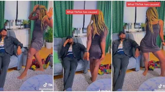 "Please allow him rest": Nigerian man looks uninterested as his wife whines waist before him in video