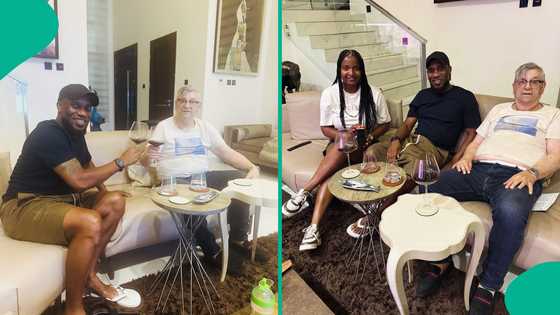 Clemens Westerhof reunites with Jay Jay Okocha, shows off beautiful wife, photos