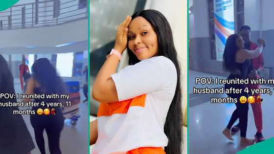 Nigerian woman reunites with husband after almost 5 years apart, melts hearts in trending video
