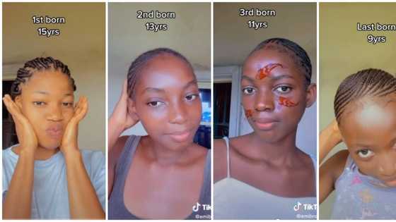 "They look like your siblings": Nigerian single dad shows off his 4 daughters from one mum, video causes stir