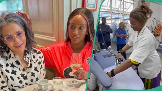 DJ Cuppy visits mum's age-old dry cleaning company, interacts with staff, video warms hearts: "The best"