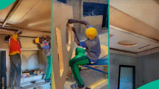 Creative man uses plywood to make POP design inside house, many people react