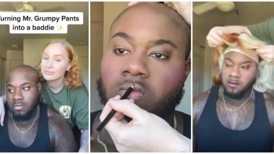 Viral video of lady glamming her boo up with makeup and wig sparks debate about masculinity