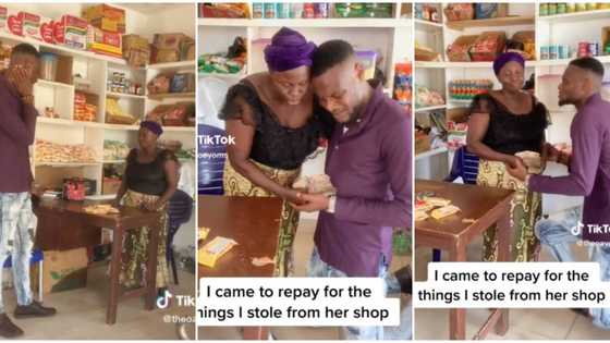 "I stole from her shop": Nigerian man makes amend many years after stealing sweet, shocks the woman in video