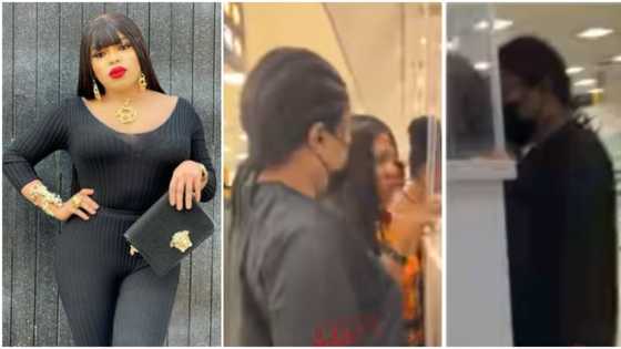 “Wetin Bob put for chest?” Fans laugh hard over viral video of Bobrisky at airport with Nkechi Blessing
