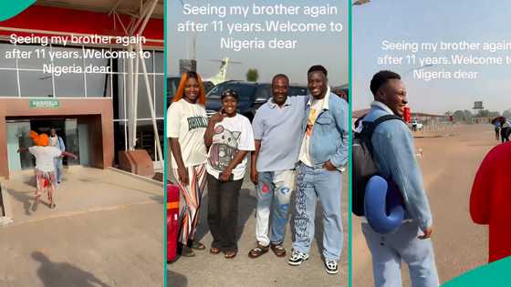 Nigerian lady reunites with her brother who returned from abroad after 11 years, video melts hearts