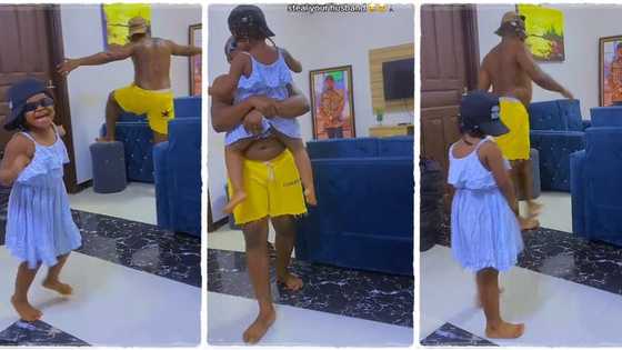 "Don't give birth to a girl first, They will steal your man": Lady shares video of husband with her daughter