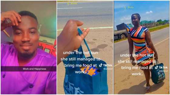 "Men will show you": Pretty lady braves hot sun, takes food to boyfriend at work, lovely video stirs reactions