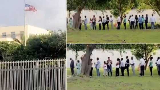 "What people go through for American visa": Nigerians seen queuing up at embassy in long line