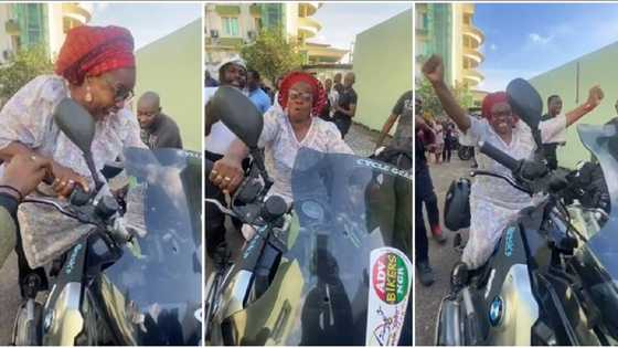 Joy, excitement as Nigerian mum finally climbs a power bike for the first time, she throttles it hard in video