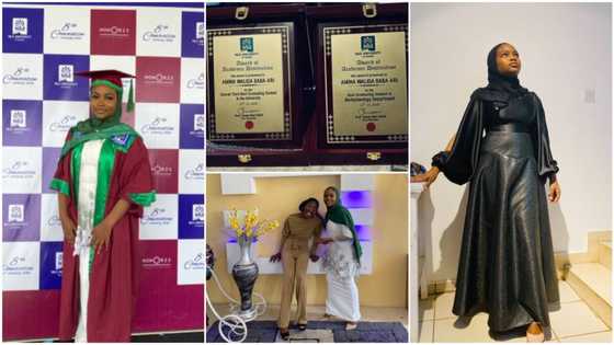 Nigerian lady sweeps 2 awards, bags first class, photos of her graduation wow people
