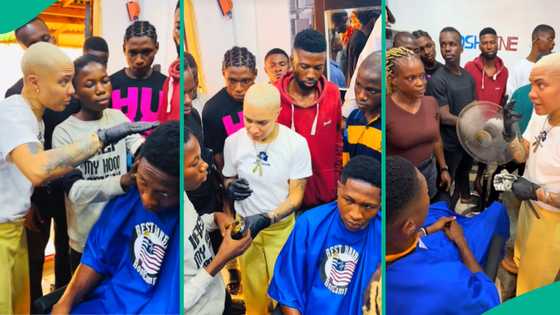 Professional American barber teaches young Nigerians how to barb, handle clipper properly