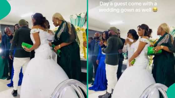 Video: Lady spotted in 'wedding gown' at someone else's marriage ceremony, sparks reactions