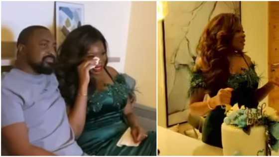 Icing on a magical cake: Kemi Adetiba breaks down in tears as crew members throw her surprise bridal shower