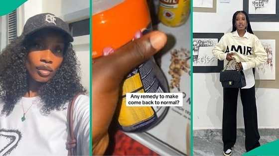 Lady cries out after opening container of tea she bought at mall, video gets attention on TikTok
