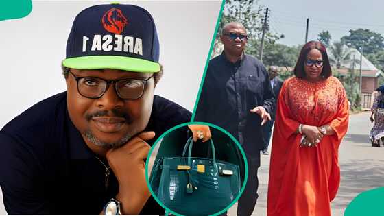 Wike's Aide Lere Olayinka Reacts to Peter Obi's Wife Spotted With N250m Hermès Bag, Fans React