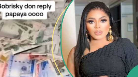 Bobrisky flaunts Ghana-Must-Go bag full of money after dad’s burial party: "Even your mama no fit"