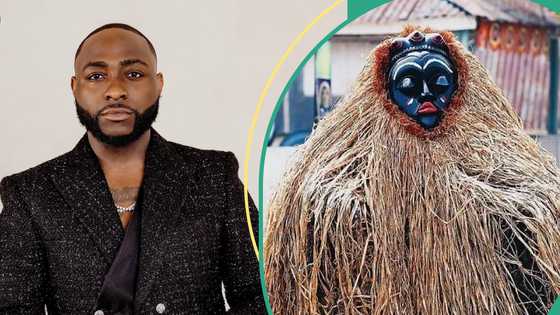 Davido wears masquerade-like outfit to perform for fans on stage, video goes viral