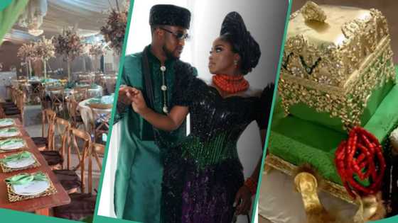 “Money dey o”: Videos of Veekee James' traditional wedding decor and cake trend, spark reactions