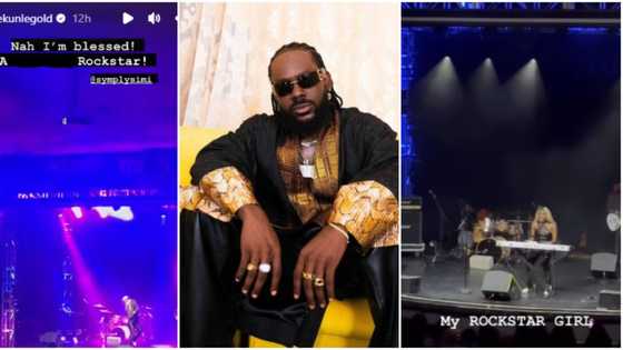 “I’m blessed”: Adekunle Gold gushes over his wife Simi, hypes her as she performs like a rockstar on stage
