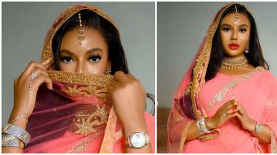 "Sunita": Fans shower Nancy Isime with Indian names as she dons sari ensemble