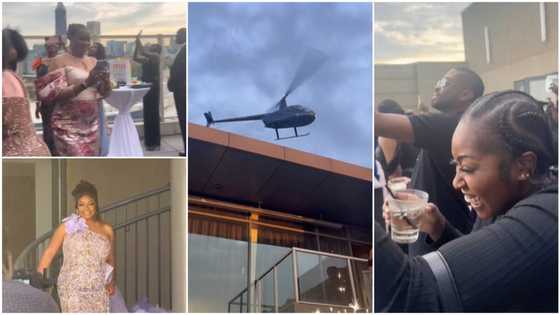 "You don't turn 50 twice": Nigerian woman takes helicopter to her birthday party, shocks her guests in video