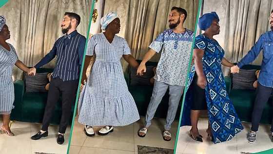 Married woman dresses up with oyinbo husband in cute video, says it strengthens bond