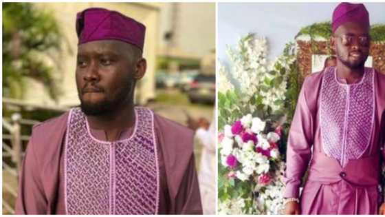 Men's fashion: Man trends online over peculiar style at wedding, Nigerians react