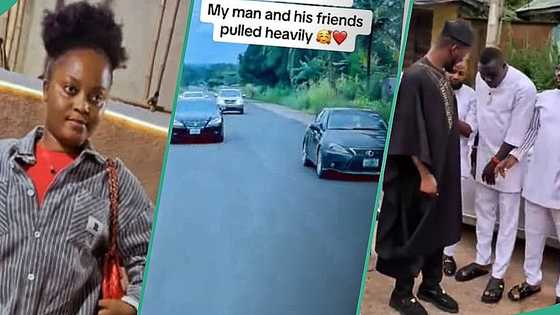 Nigerian man and friends arrive lady's house in flashy cars to pay her bride price in full, video trends