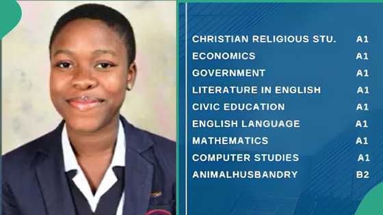WAEC result of girl surfaces as she scores A1 in 8 subjects including Mathematics and English
