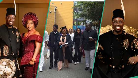 Obi Cubana and five sons celebrate wife as she bags MSC from UK varsity, scream before students, lecturers