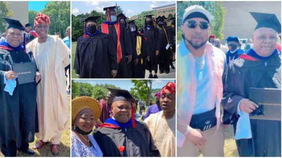 Davido's Billionaire Father, Cousin B Red Attend Uncle's Graduation Ceremony in the US