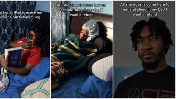 Man records his girlfriend in his house, says, "all she does is come here to eat and sleep in my bed"