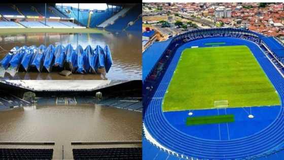 Viral images shared as newly renovated Lekan Salami Stadium are waterlogged Hillsborough pitch