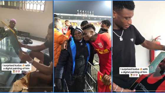 Mohammed Kudus: Footballer receives beautiful painting from fan in video, shows it to his mum