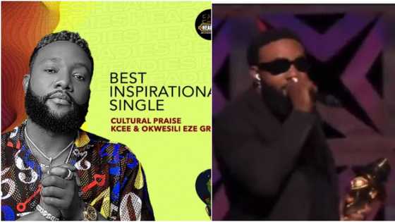 "Baba don loose guard": Hilarious reactions as Kcee dedicates his Headies win to his wife and girlfriend